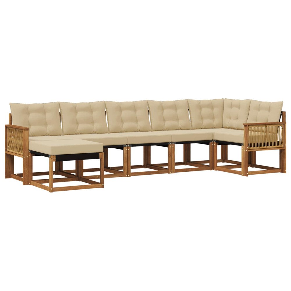 vidaXL Utomhussoffset 7 st Naturlig och Beige