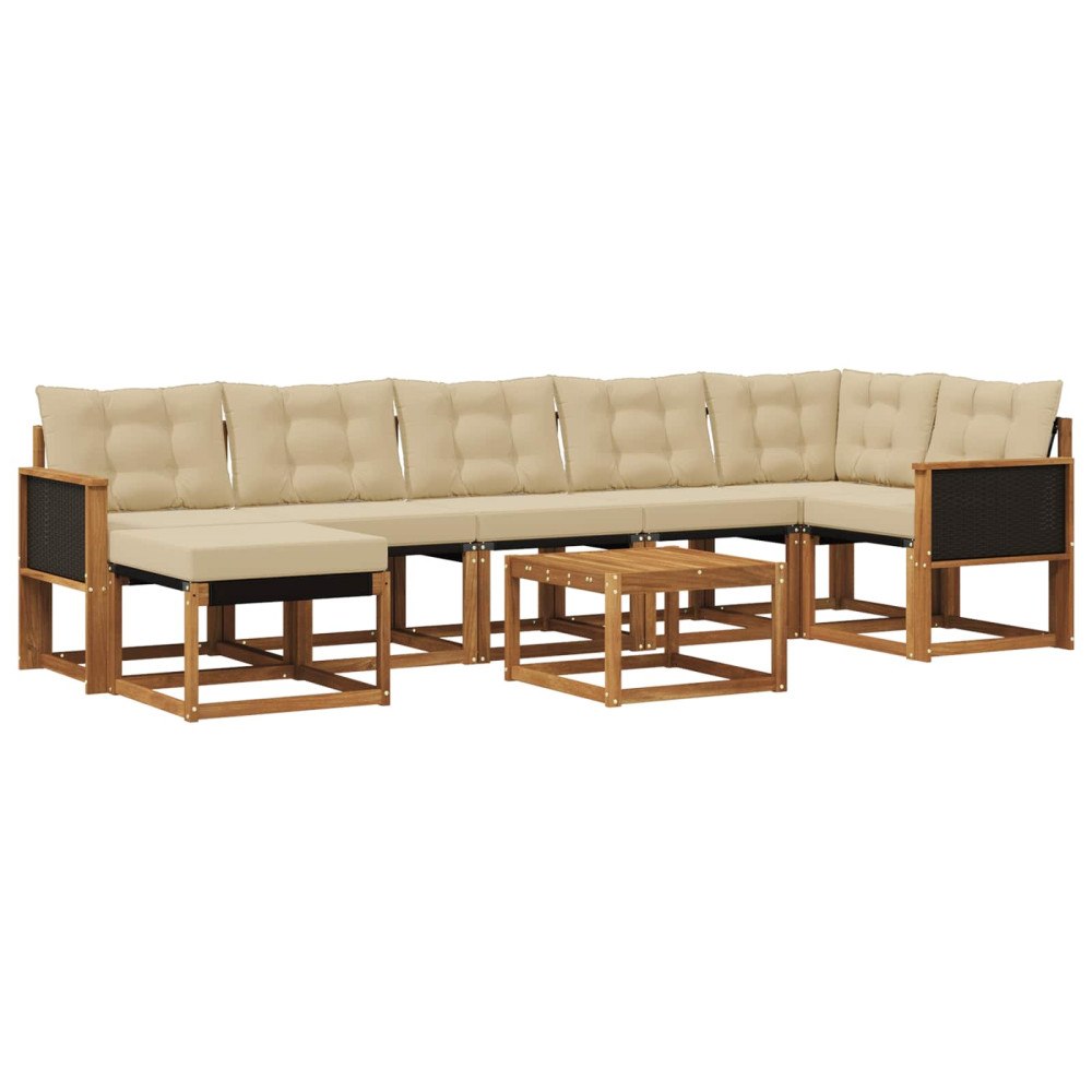vidaXL Utomhussoffset 8 st Naturlig och Beige