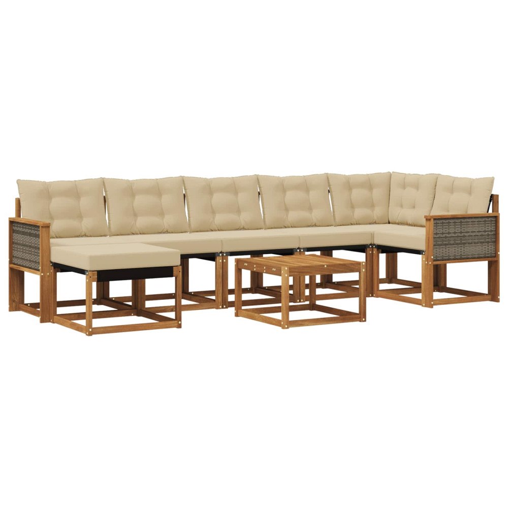 vidaXL Utomhussoffset 8 st Naturlig och Beige