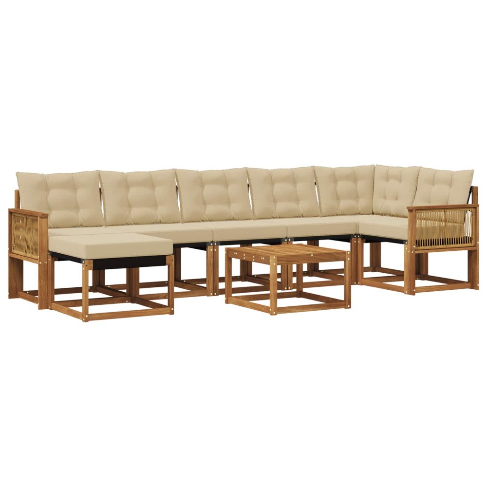 vidaXL Utomhussoffset 8 st Naturlig och Beige