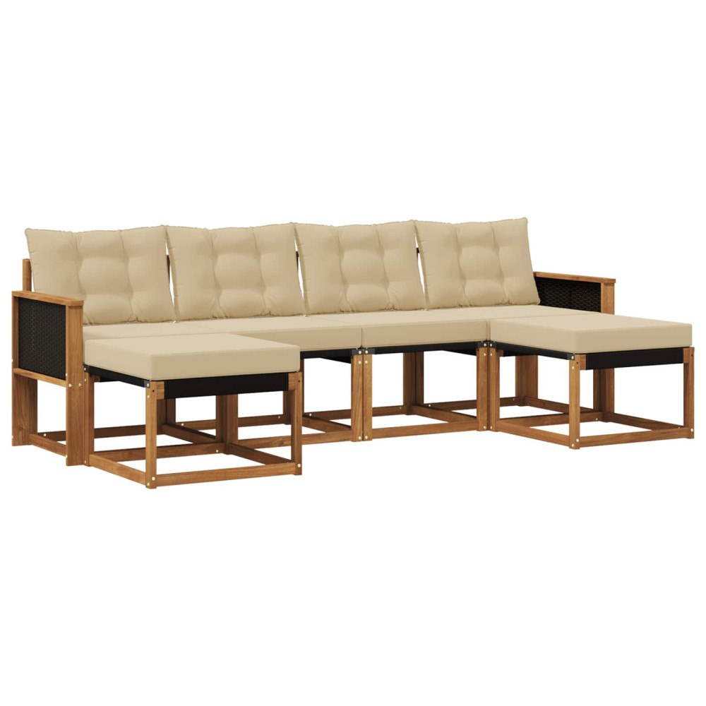vidaXL Utomhussoffset 6 st Naturlig och Beige