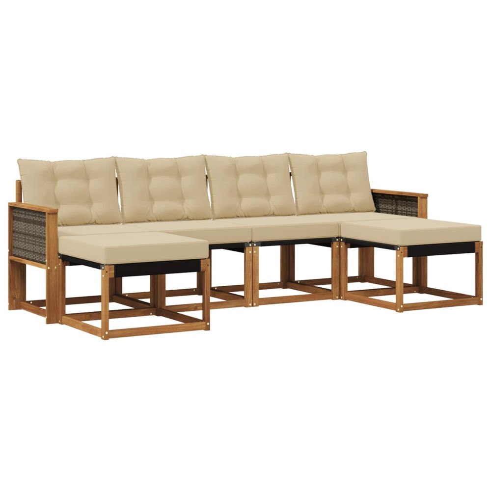 vidaXL Utomhussoffset 6 st Naturlig och Beige