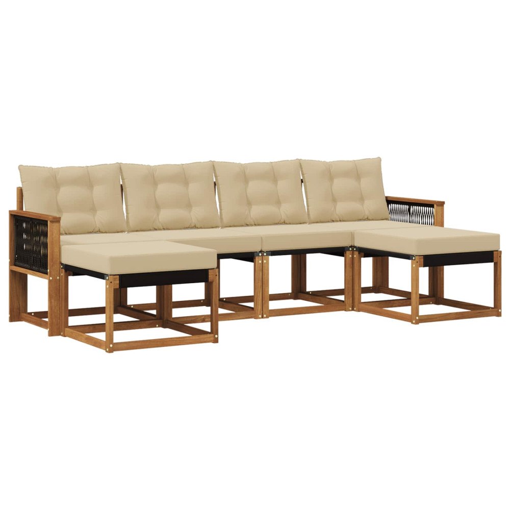 vidaXL Utomhussoffset 6 st Naturlig och Beige