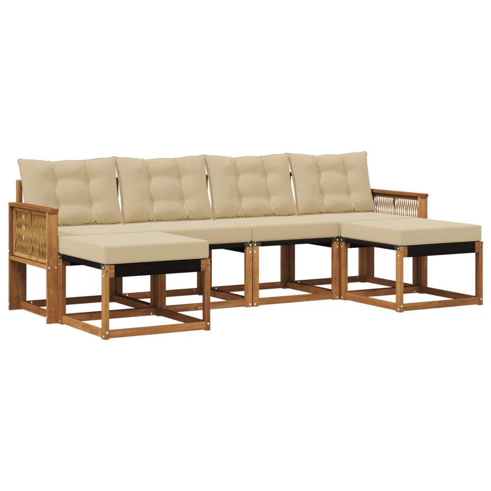 vidaXL Utomhussoffset 6 st Naturlig och Beige