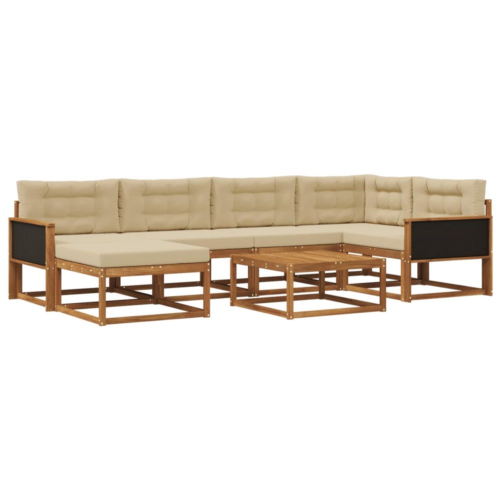 vidaXL Utomhussoffset 7 st Naturlig och Beige