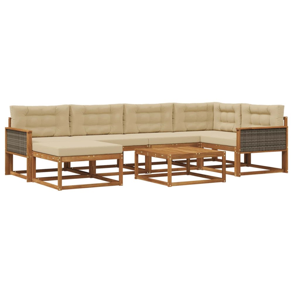 vidaXL Utomhussoffset 7 st Naturlig och Beige