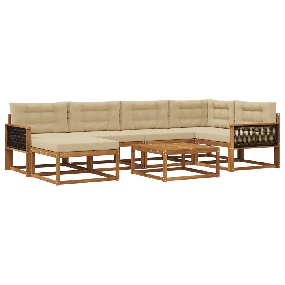 vidaXL Utomhussoffset 7 st Naturlig och Beige