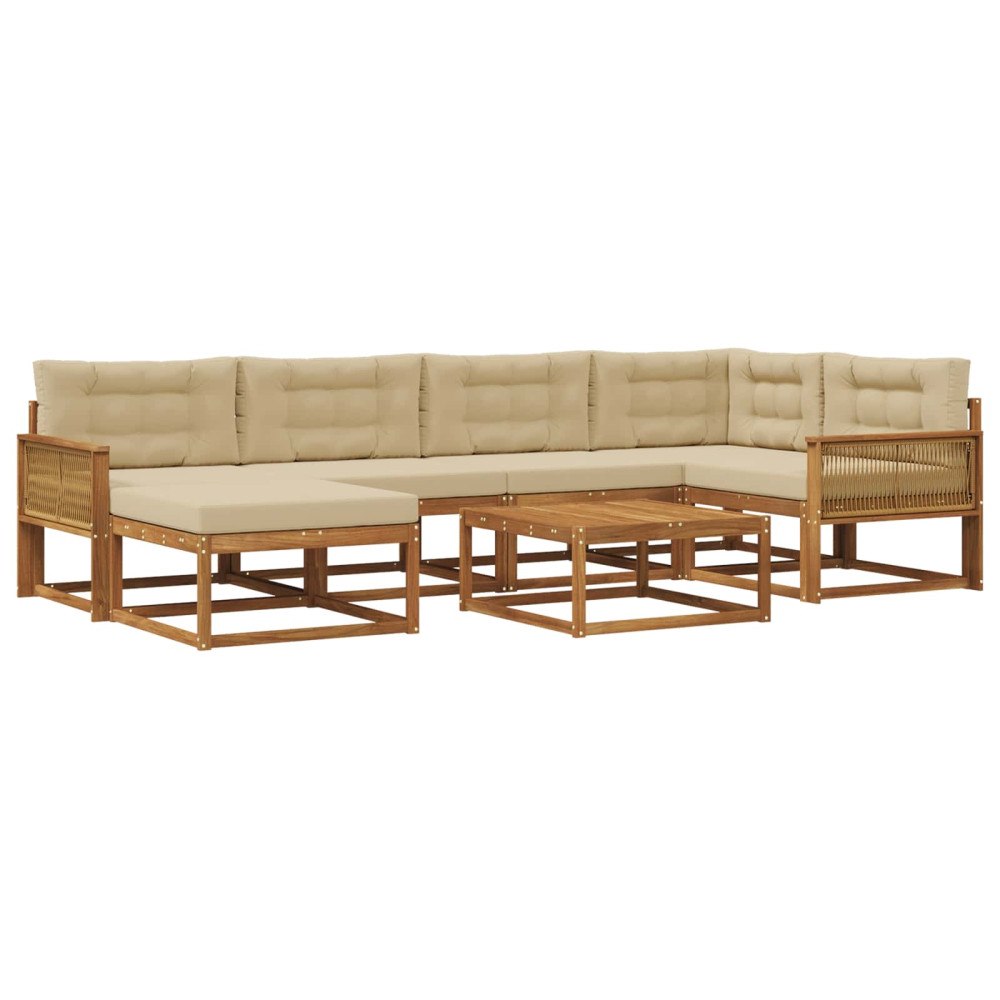 vidaXL Utomhussoffset 7 st Naturlig och Beige