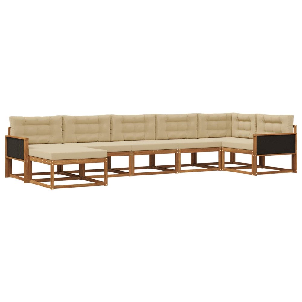 vidaXL Utomhussoffset 7 st Naturlig och Beige