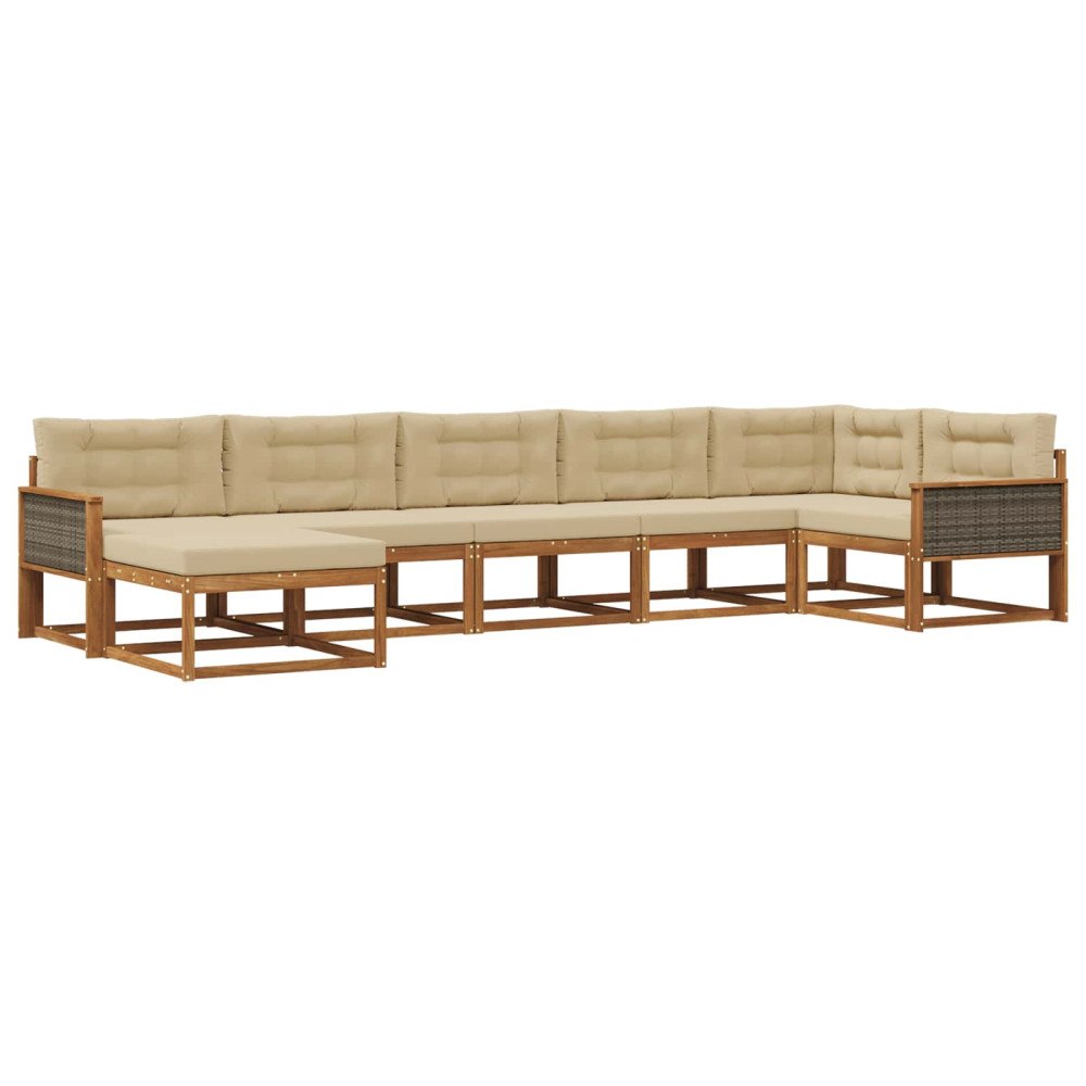 vidaXL Utomhussoffset 7 st Naturlig och Beige