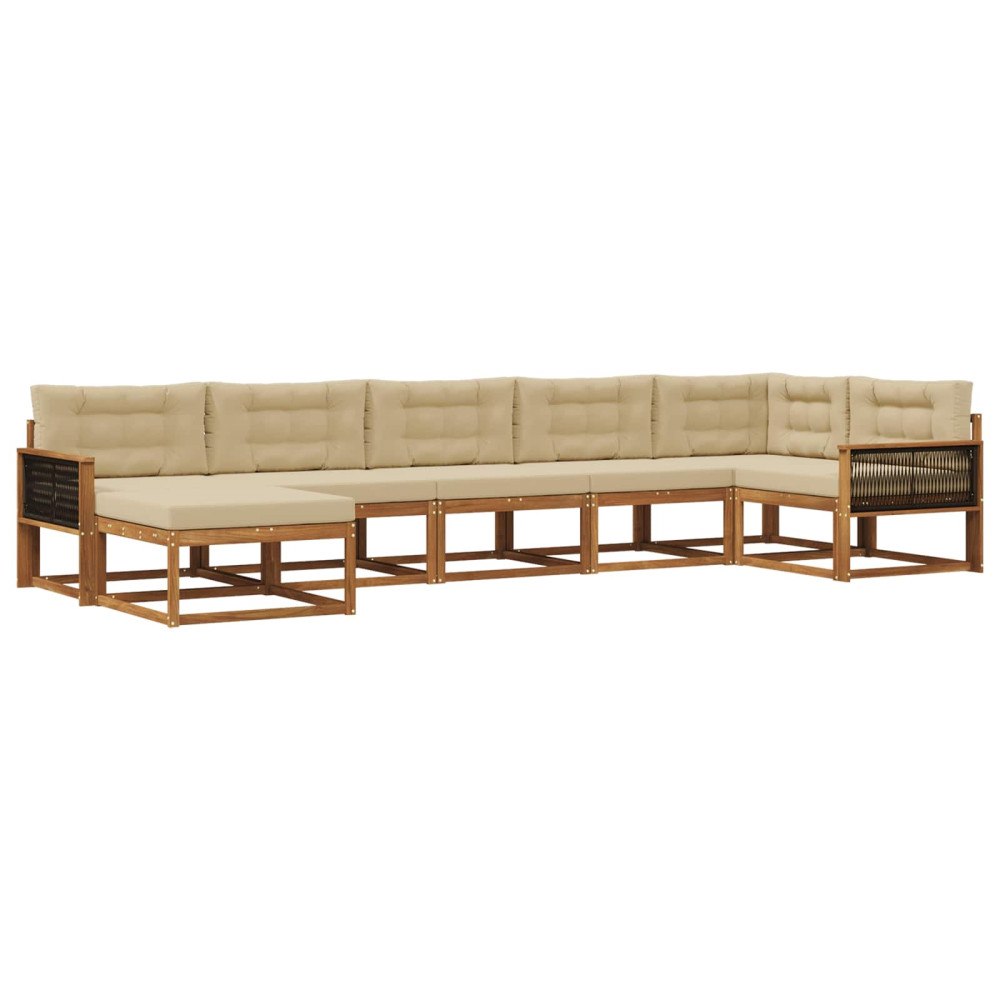 vidaXL Utomhussoffset 7 st Naturlig och Beige