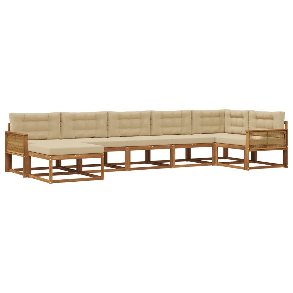 vidaXL Utomhussoffset 7 st Naturlig och Beige