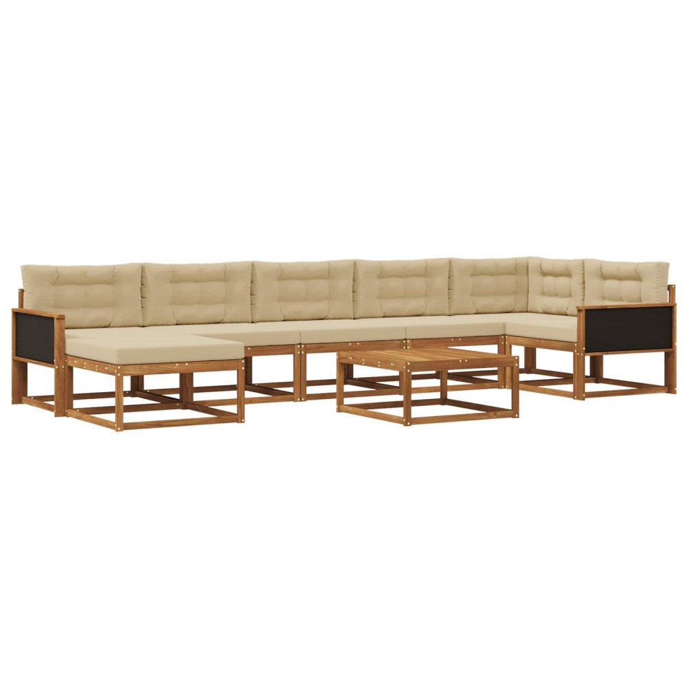 vidaXL Utomhussoffset 8 st Naturlig och Beige