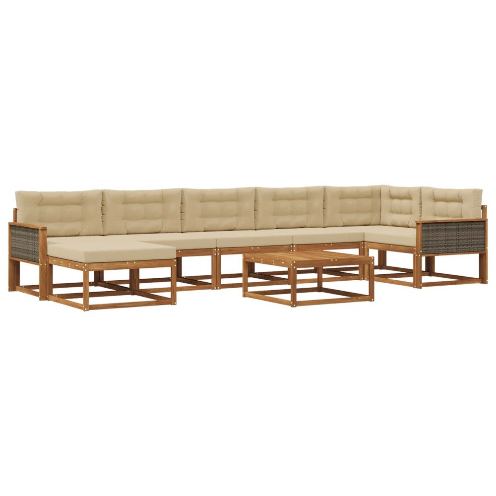 vidaXL Utomhussoffset 8 st Naturlig och Beige