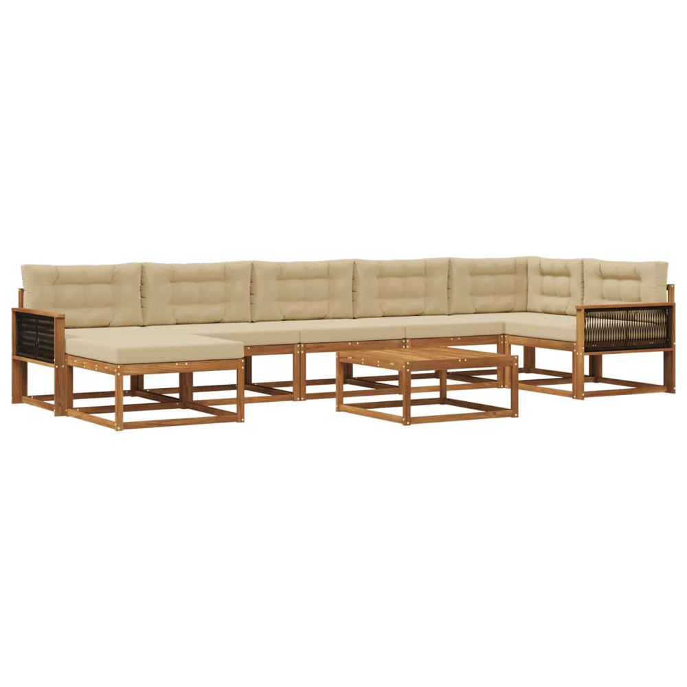 vidaXL Utomhussoffset 8 st Naturlig och Beige