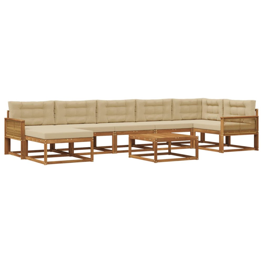 vidaXL Utomhussoffset 8 st Naturlig och Beige
