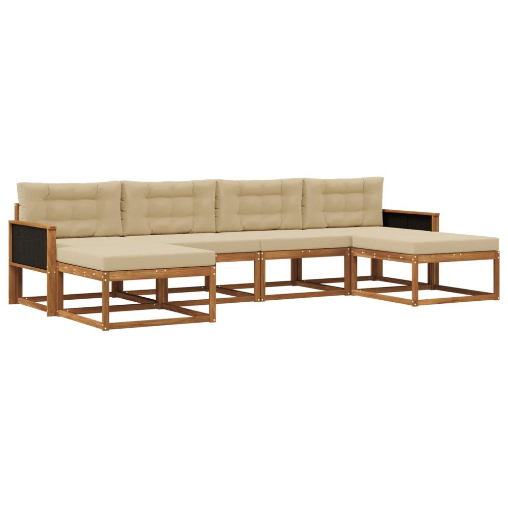 vidaXL Utomhussoffset 6 st Naturlig och Beige