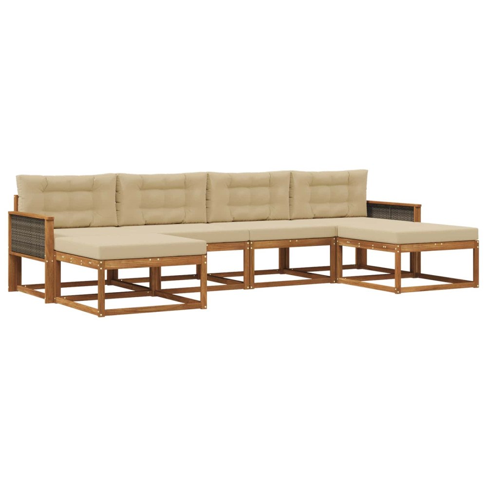 vidaXL Utomhussoffset 6 st Naturlig och Beige