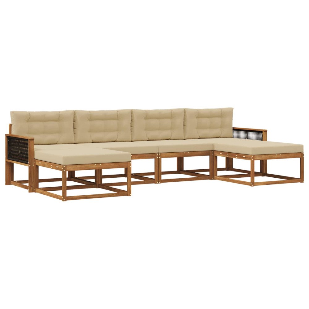vidaXL Utomhussoffset 6 st Naturlig och Beige