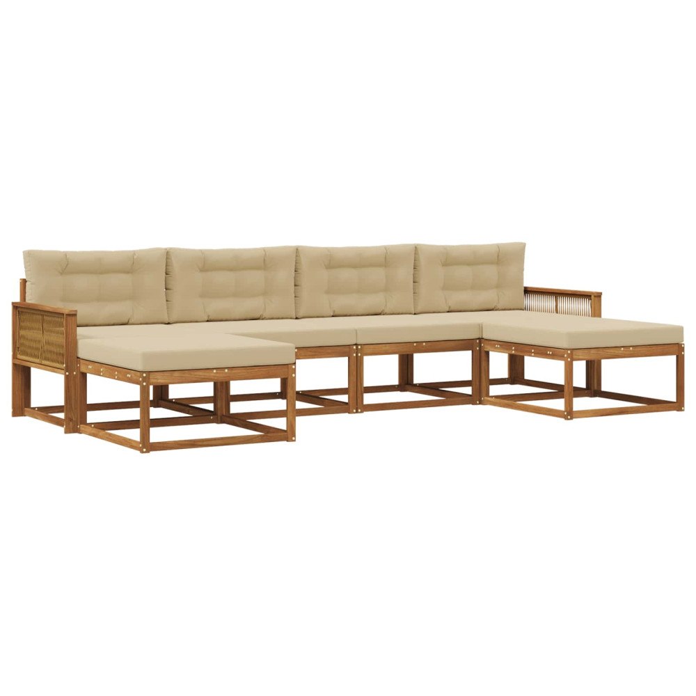 vidaXL Utomhussoffset 6 st Naturlig och Beige