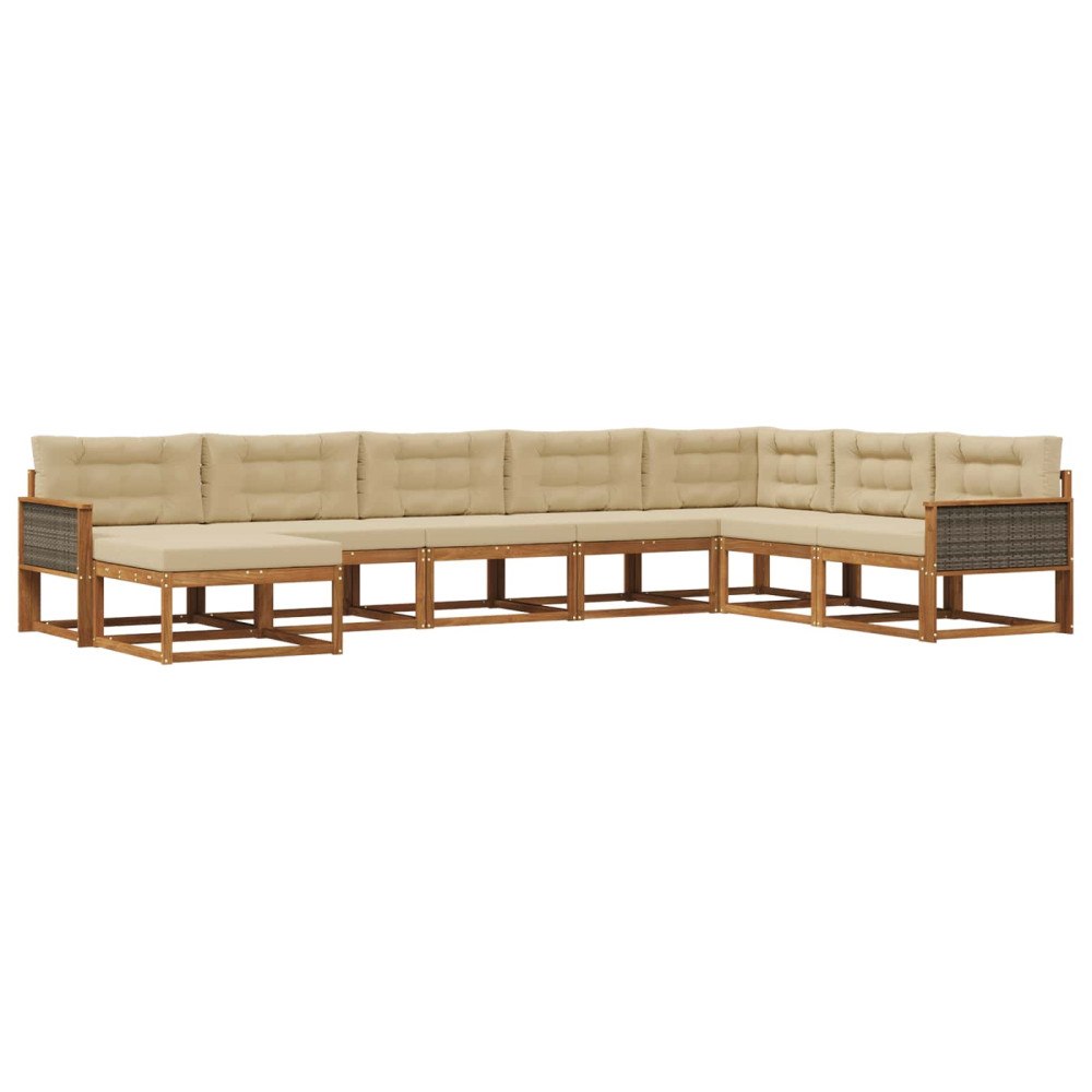 vidaXL Utomhussoffset 8 st Naturlig och Beige