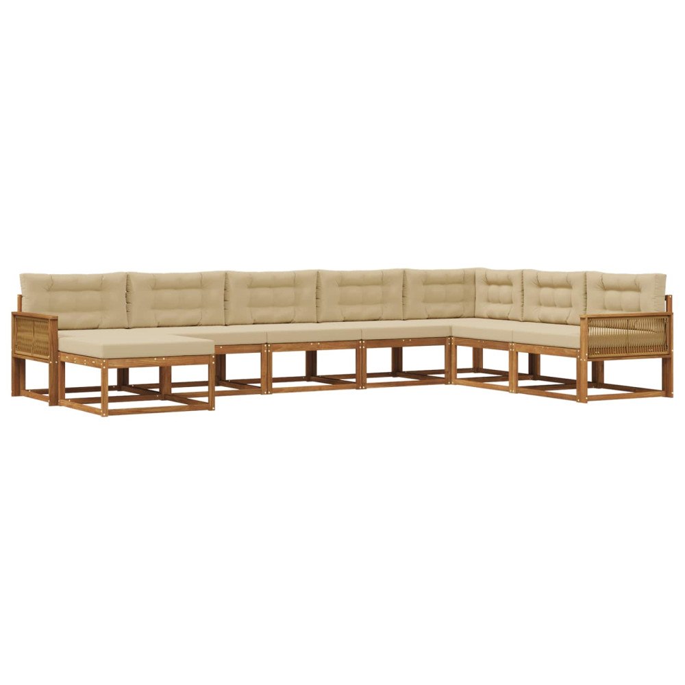 vidaXL Utomhussoffset 8 st Naturlig och Beige