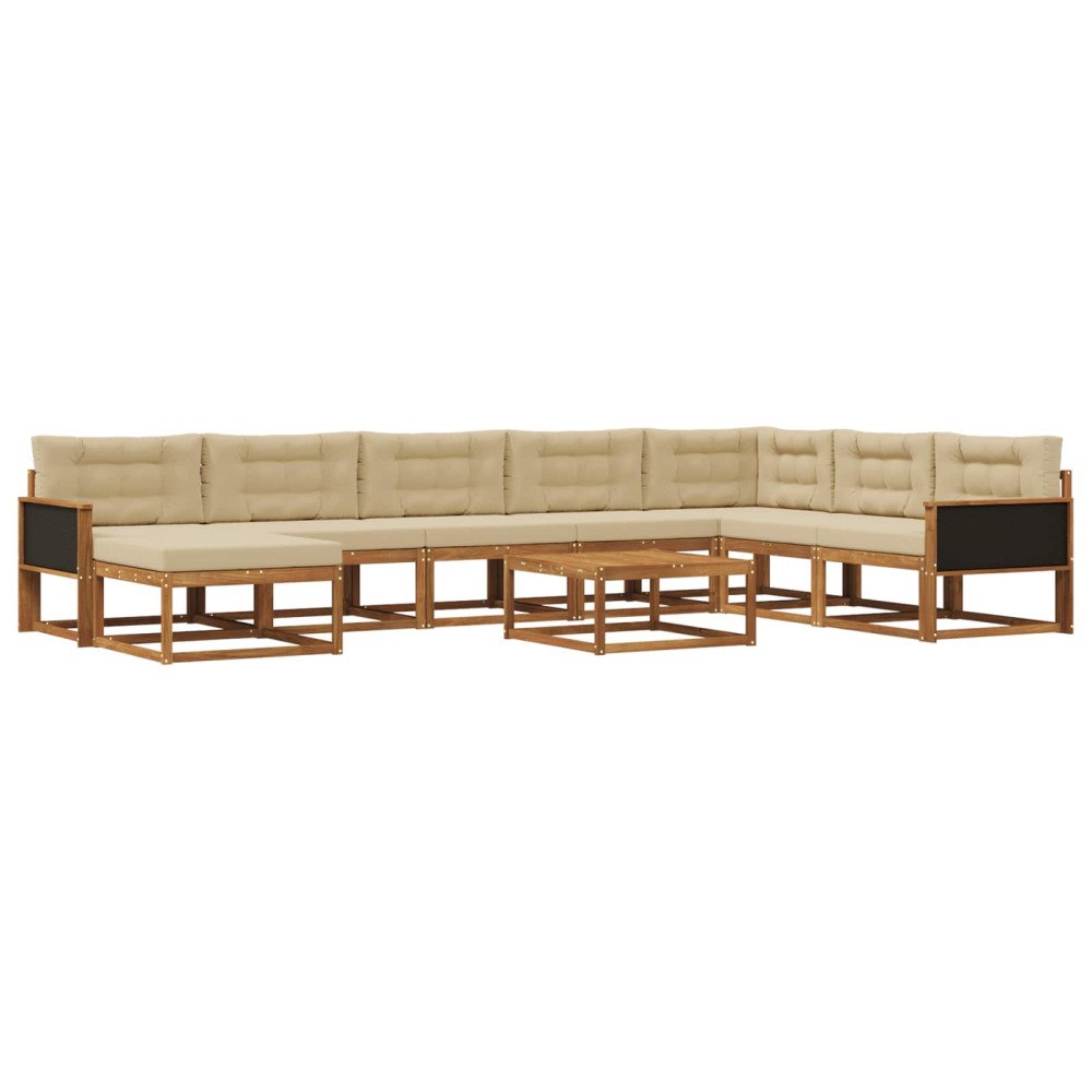 vidaXL Utomhussoffset 9 st Naturlig och Beige