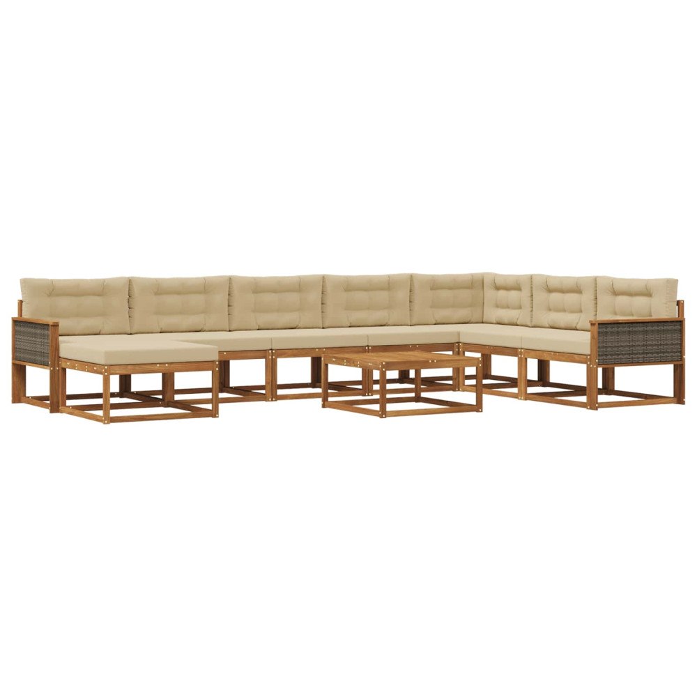 vidaXL Utomhussoffset 9 st Naturlig och Beige