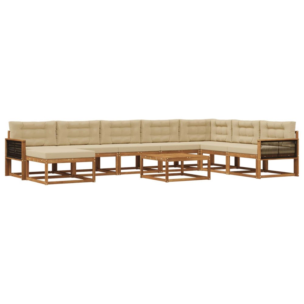 vidaXL Utomhussoffset 9 st Naturlig och Beige