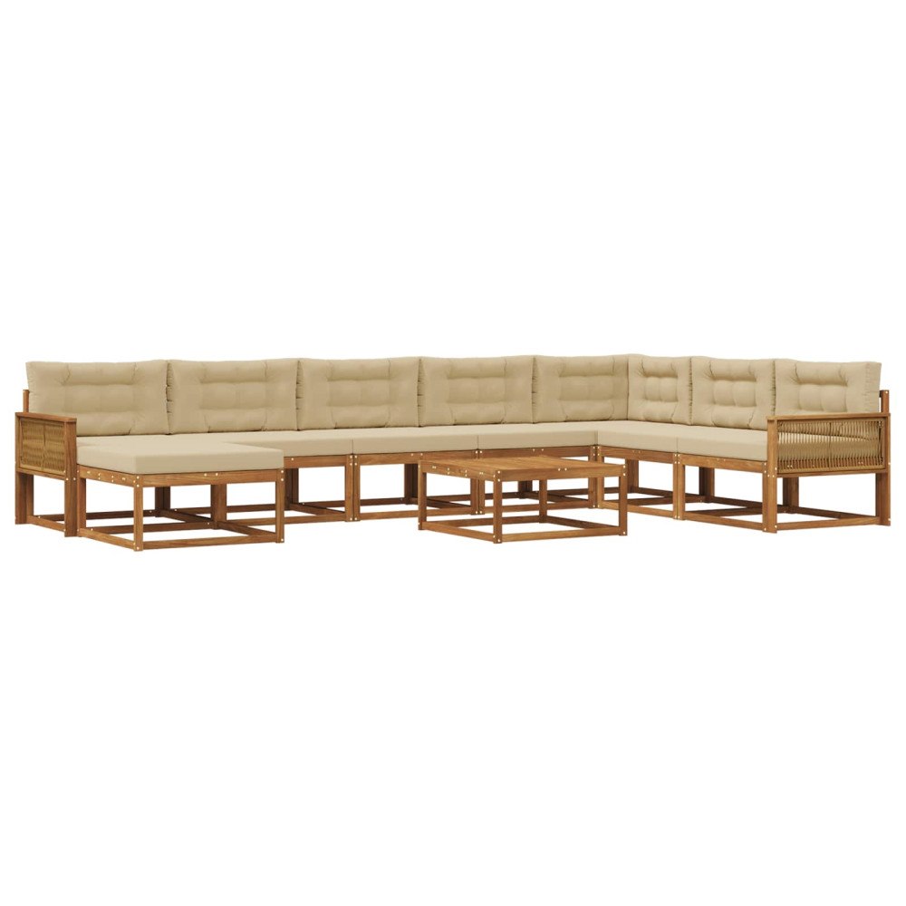 vidaXL Utomhussoffset 9 st Naturlig och Beige