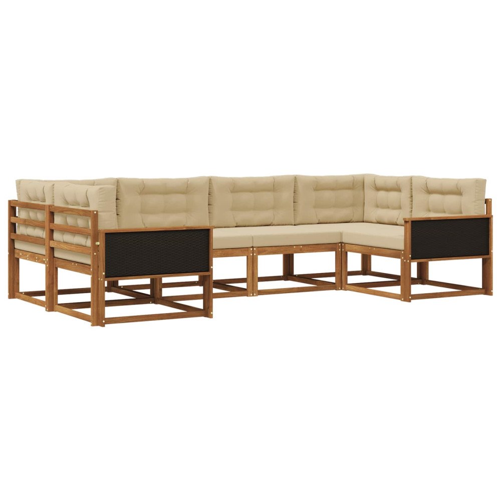 vidaXL Utomhussoffset 6 st Naturlig och Beige