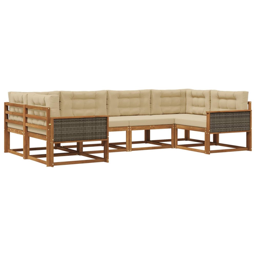 vidaXL Utomhussoffset 6 st Naturlig och Beige