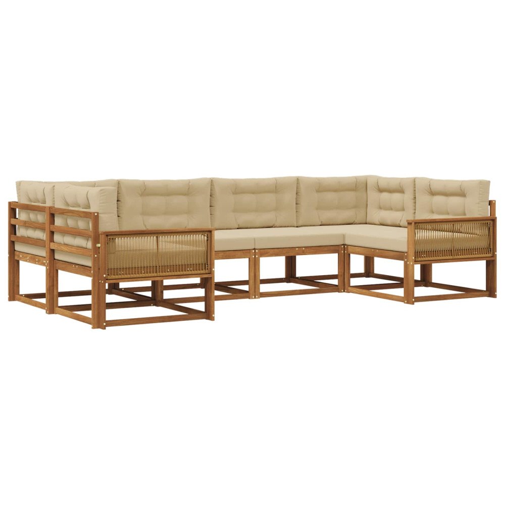 vidaXL Utomhussoffset 6 st Naturlig och Beige