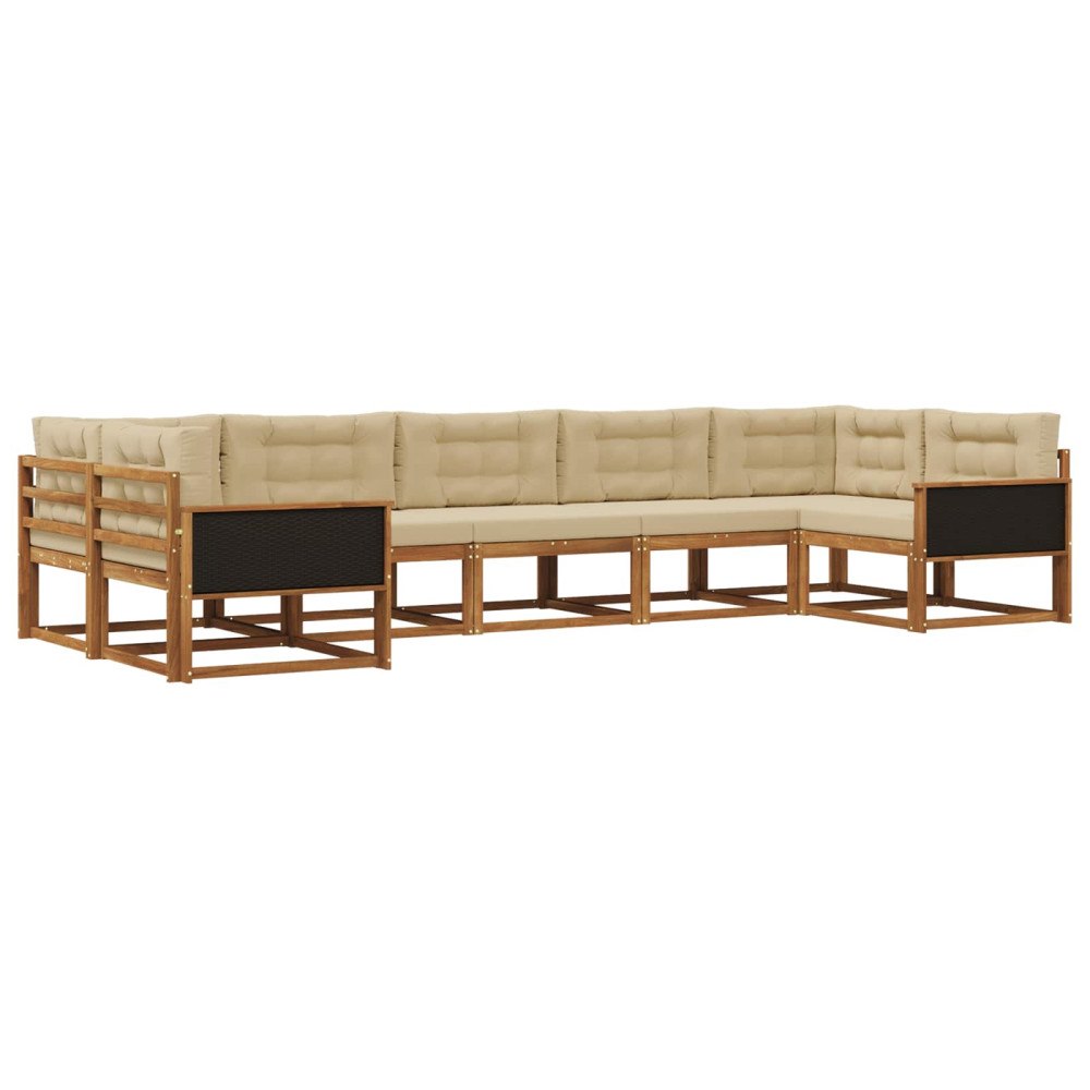 vidaXL Utomhussoffset 7 st Naturlig och Beige