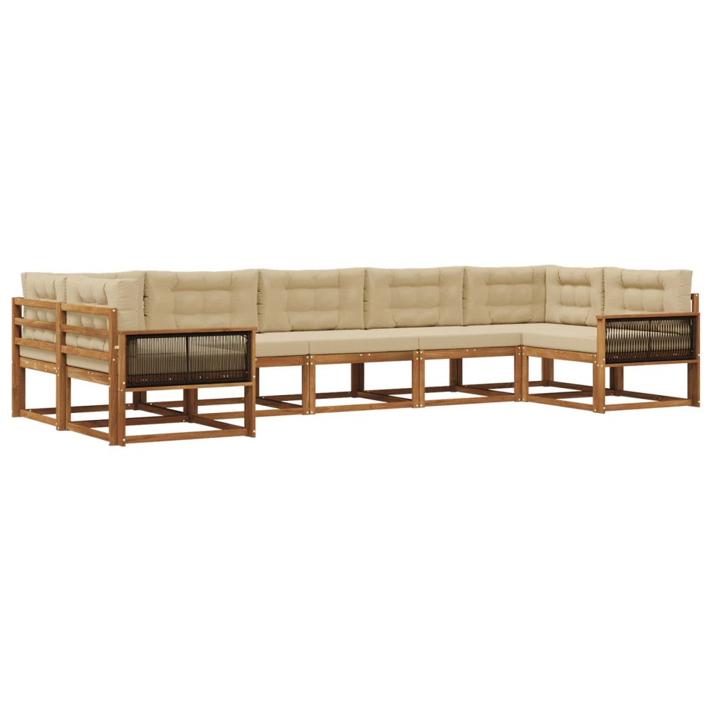 vidaXL Utomhussoffset 7 st Naturlig och Beige