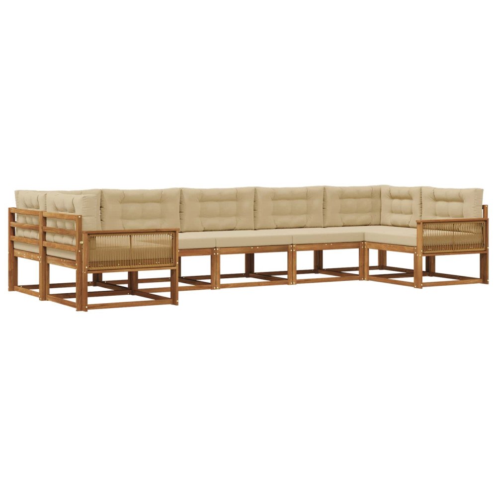 vidaXL Utomhussoffset 7 st Naturlig och Beige