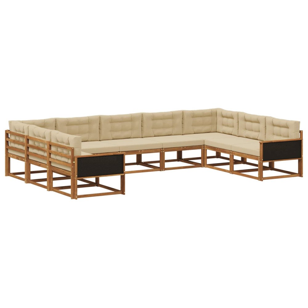 vidaXL Utomhussoffset 9 st Naturlig och Beige