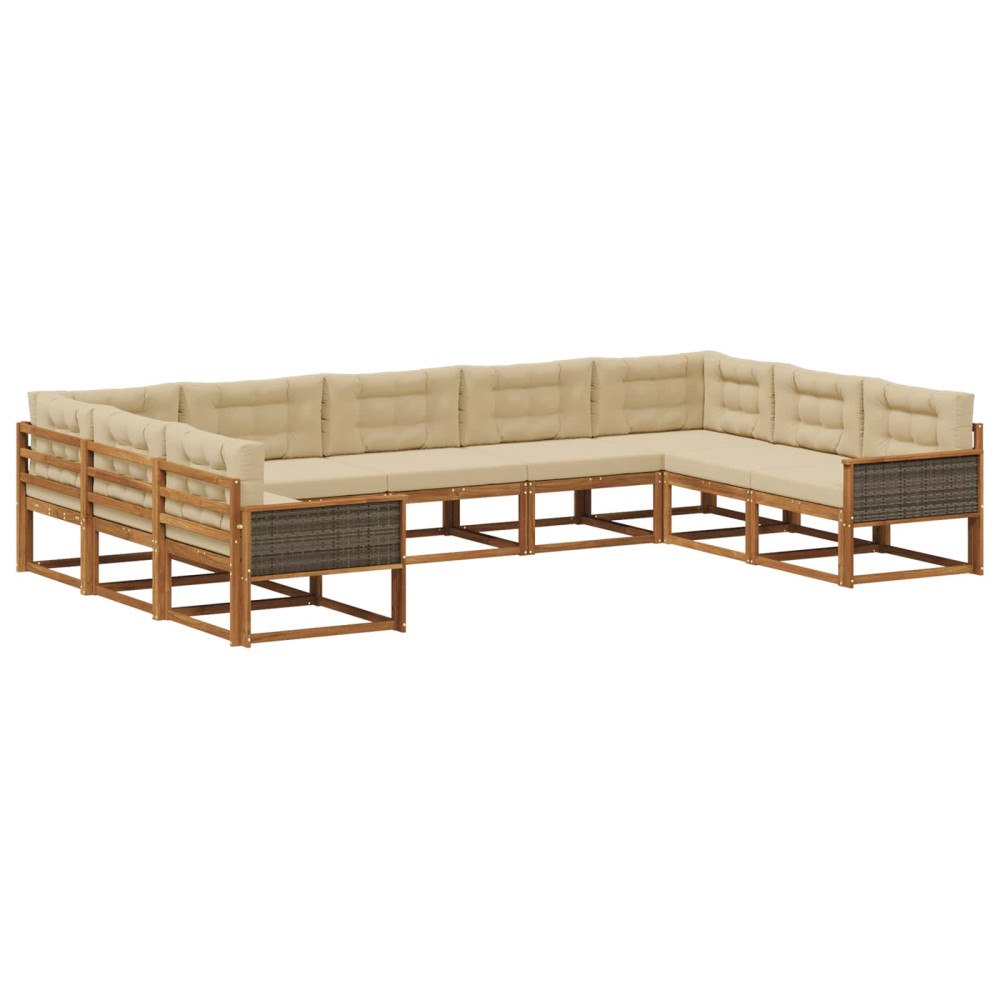 vidaXL Utomhussoffset 9 st Naturlig och Beige