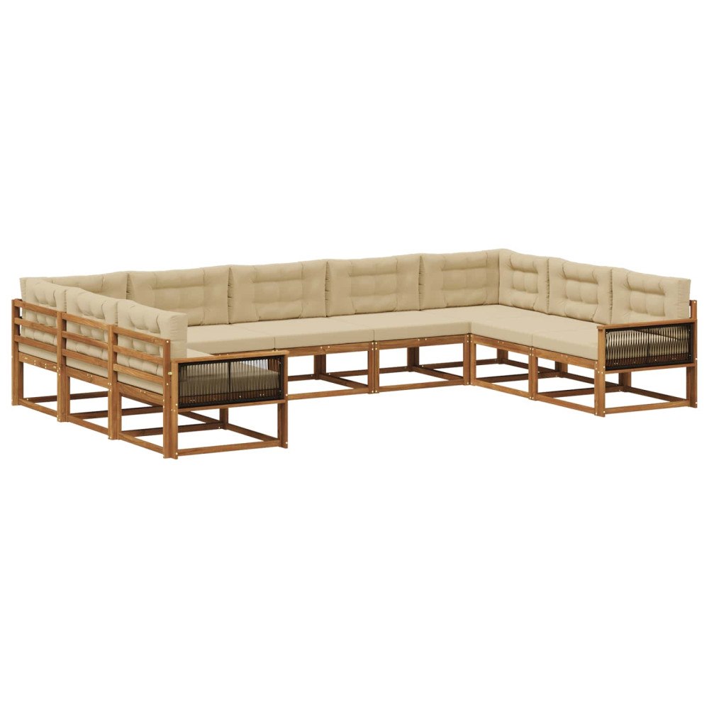 vidaXL Utomhussoffset 9 st Naturlig och Beige