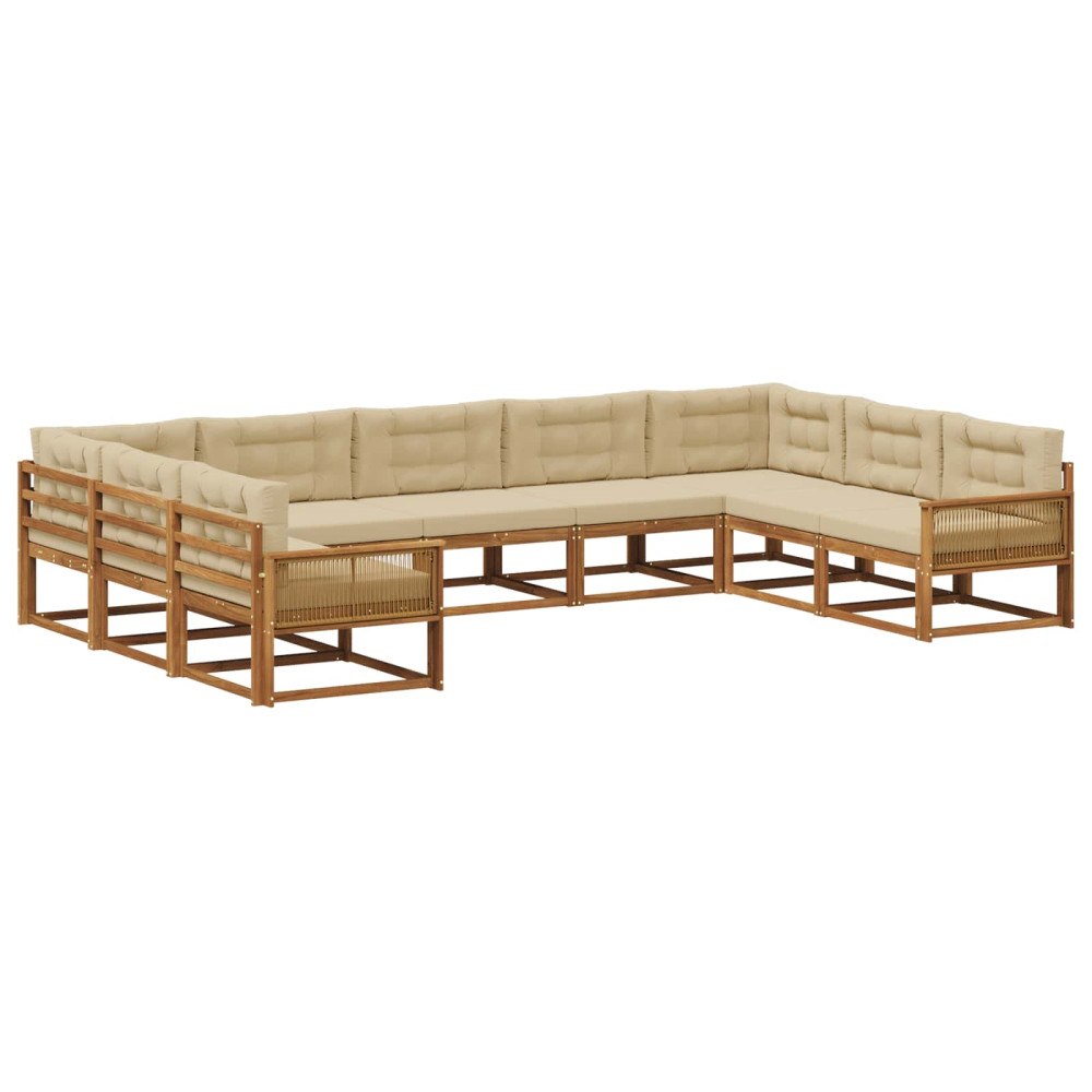 vidaXL Utomhussoffset 9 st Naturlig och Beige