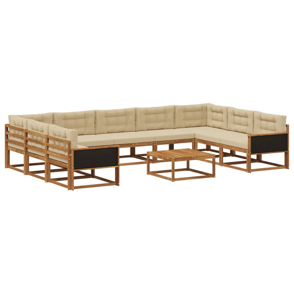 vidaXL Utomhussoffset 10 st Naturlig och Beige