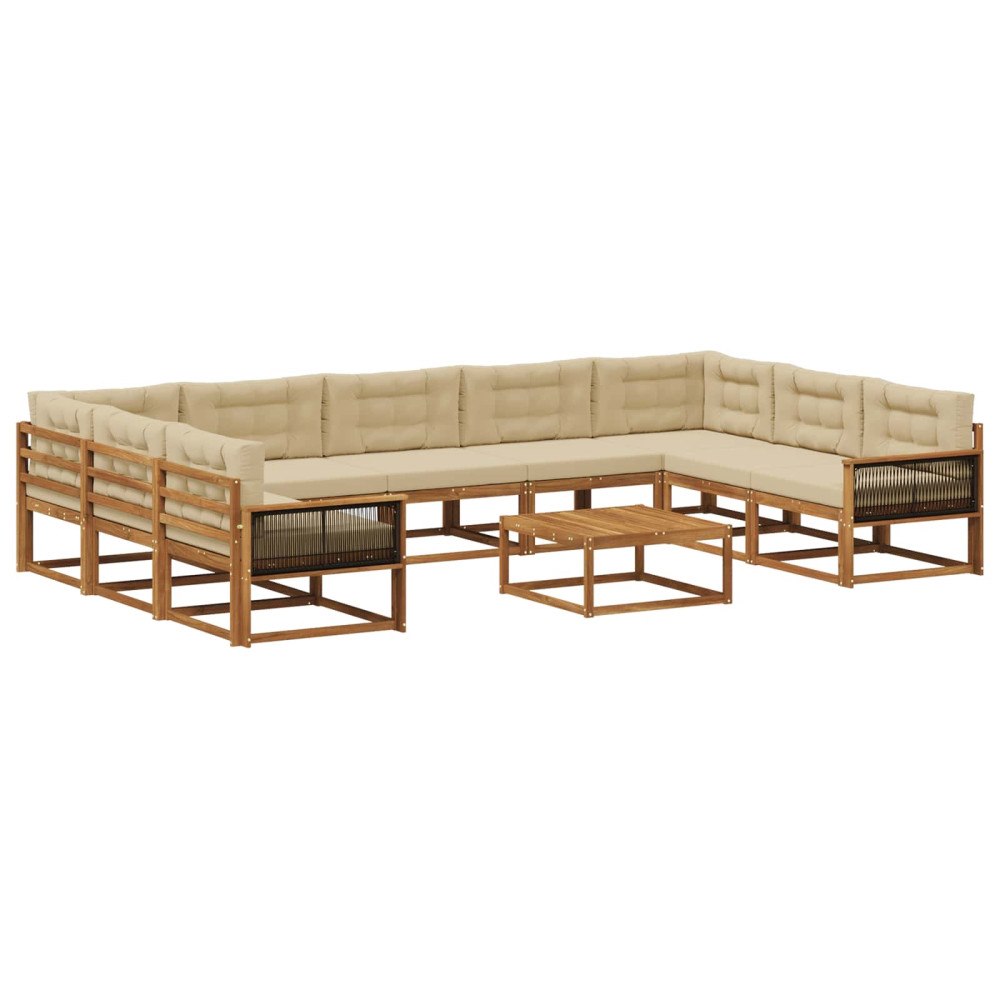 vidaXL Utomhussoffset 10 st Naturlig och Beige