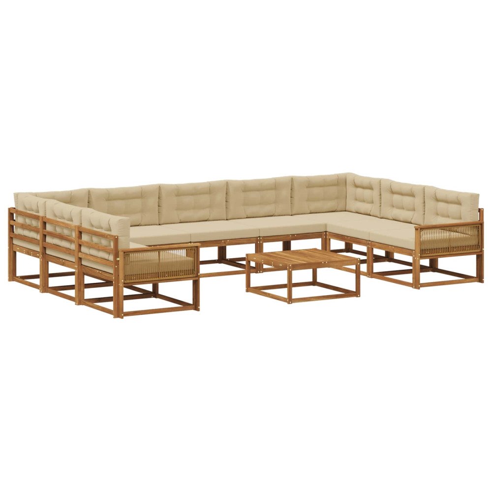 vidaXL Utomhussoffset 10 st Naturlig och Beige