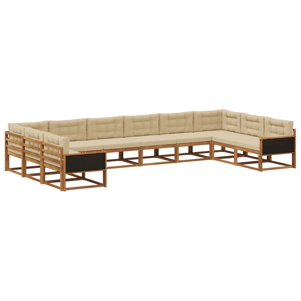 vidaXL Utomhussoffset 10 st Naturlig och Beige