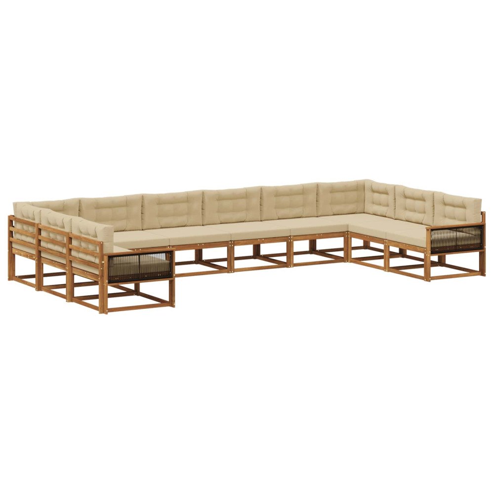 vidaXL Utomhussoffset 10 st Naturlig och Beige