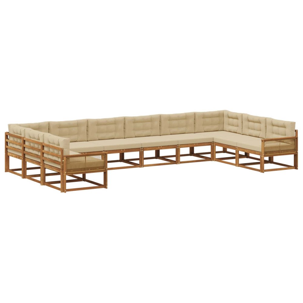vidaXL Utomhussoffset 10 st Naturlig och Beige