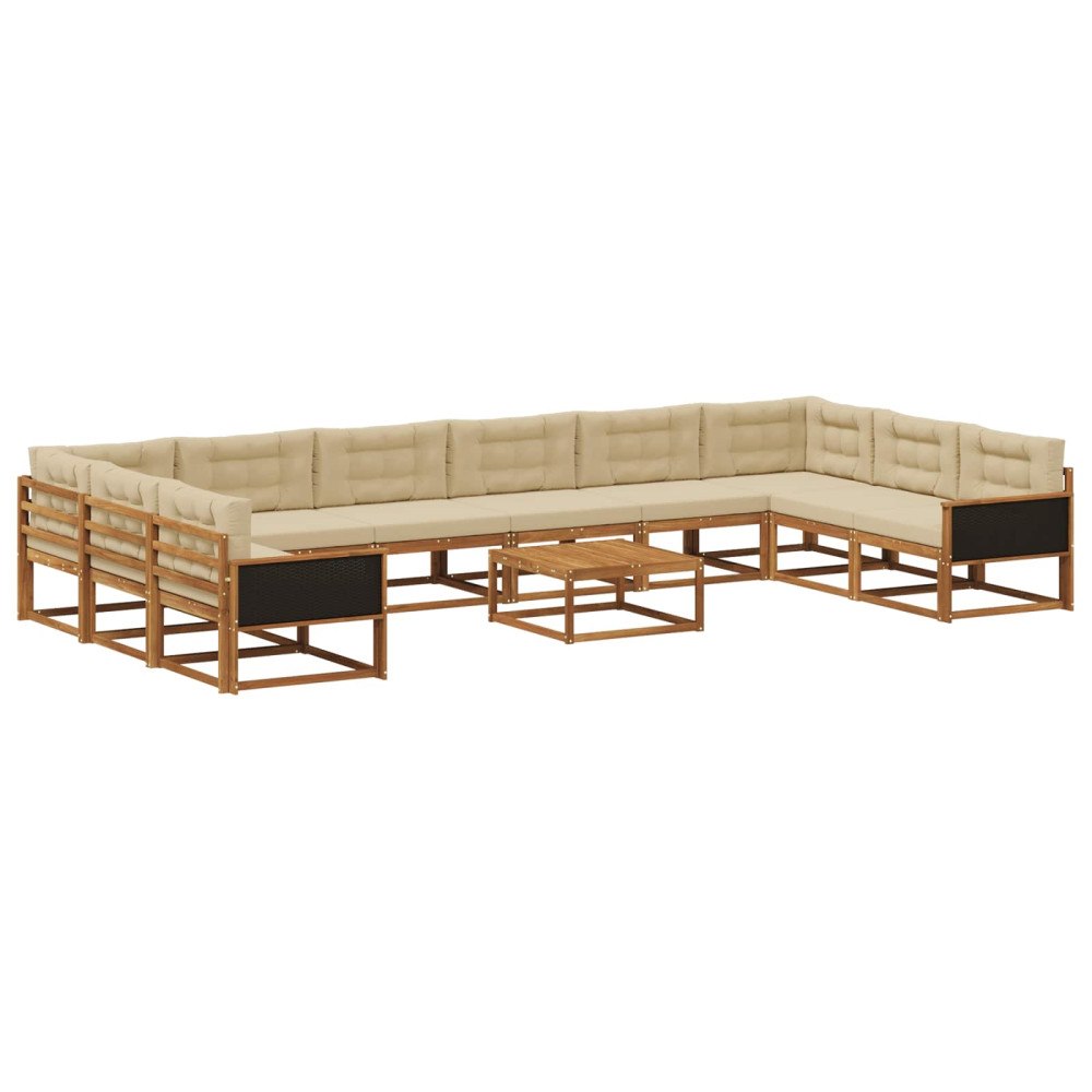 vidaXL Utomhussoffset 11 st Naturlig och Beige