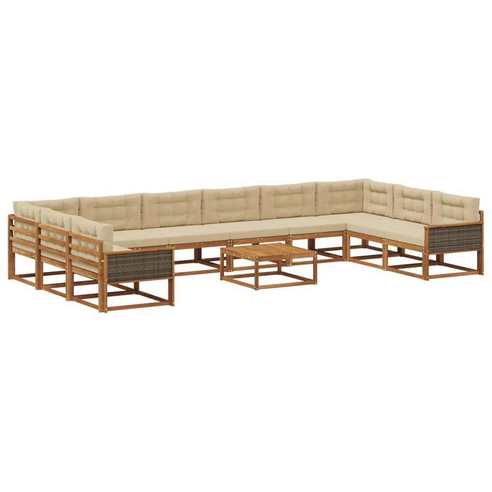 vidaXL Utomhussoffset 11 st Naturlig och Beige