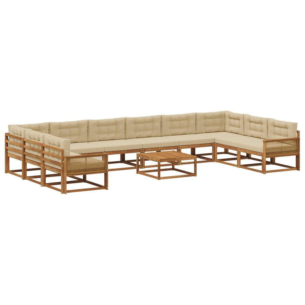 vidaXL Utomhussoffset 11 st Naturlig och Beige