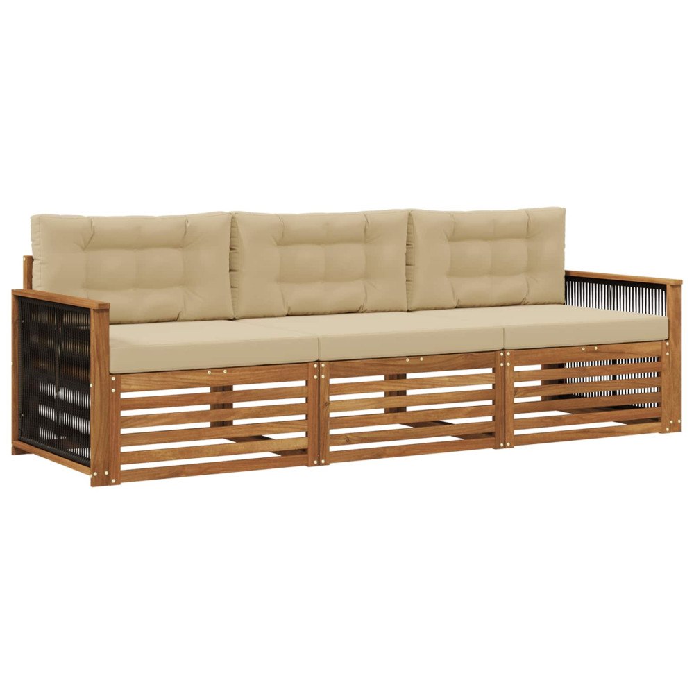 vidaXL Utomhussoffset 3 st Naturlig och Beige